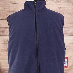 Izod Polar Fleece Vest Mens 2XL Midnight Blue Full Zip Sleeveless Outdoor Layer